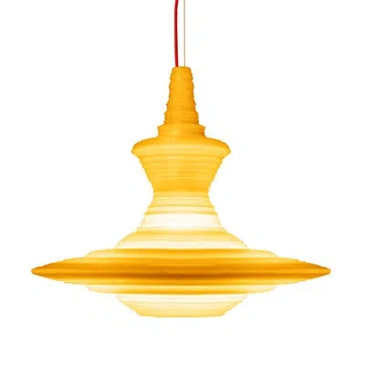 Innermost Stupa 1 - Light Unique / Statement Geometric Pendant In Yellow