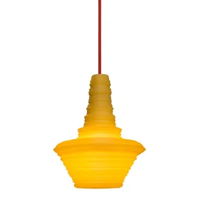 Innermost Stupa 1 - Light Unique / Statement Geometric Pendant In Yellow