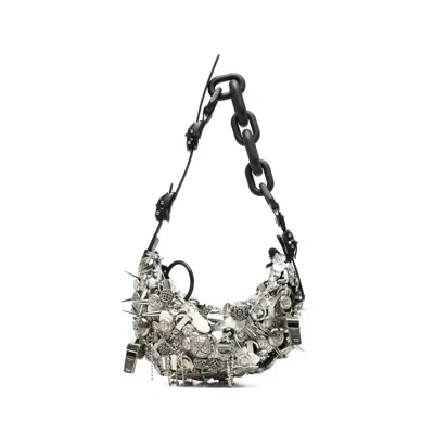 Innerraum Embellished Spike-detail Shoulder Bag In Silver/white