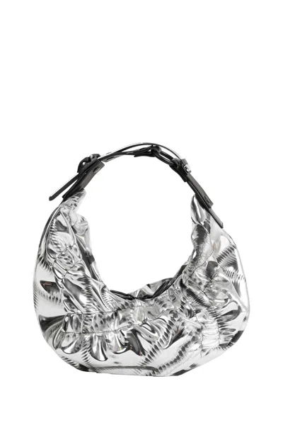 Innerraum Object Hm2 Small Crunch Half Moon Bag In Silver