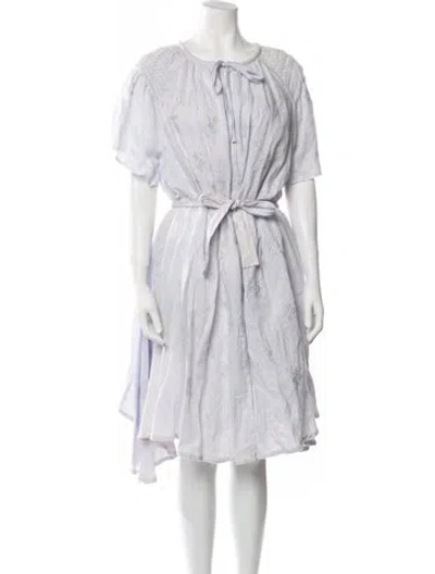 Pre-owned Innika Choo Crew Neck Knee-length Dress In White