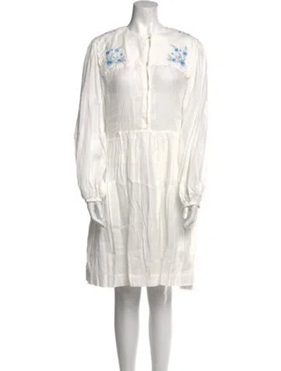 Pre-owned Innika Choo Crew Neck Knee-length Dress In White