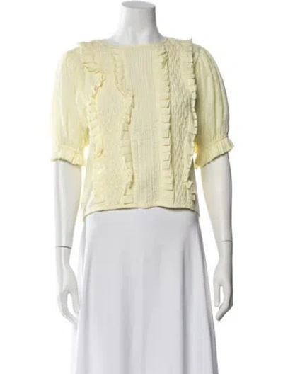 Pre-owned Innika Choo Crew Neck Short Sleeve Blouse In Yellow