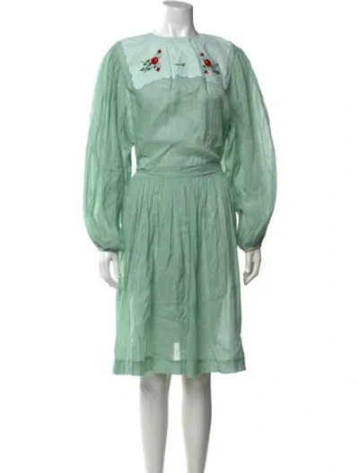 Pre-owned Innika Choo Floral Print Knee-length Dress In Green
