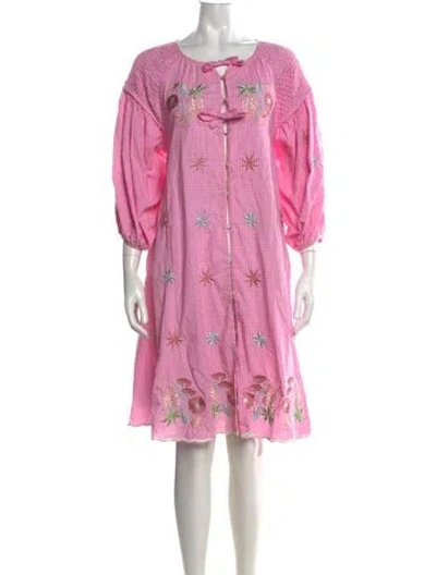 Pre-owned Innika Choo Floral Print Knee-length Dress In Pink