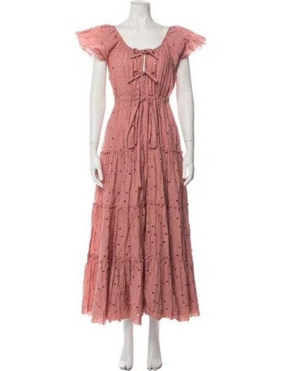 Pre-owned Innika Choo Floral Print Long Dress In Pink
