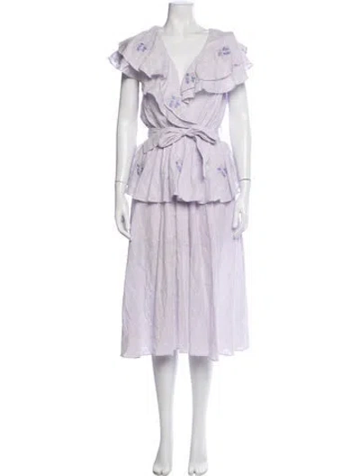 Pre-owned Innika Choo Floral Print Long Dress In Purple