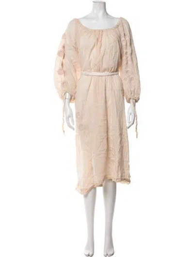 Pre-owned Innika Choo Floral Print Midi Length Dress In Neutrals