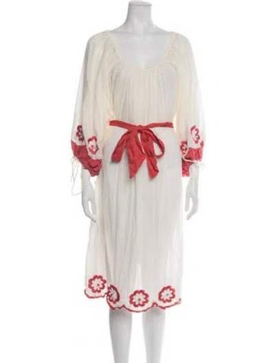 Pre-owned Innika Choo Floral Print Midi Length Dress In Neutrals