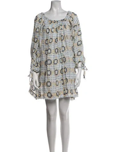 Pre-owned Innika Choo Floral Print Mini Dress In Blue