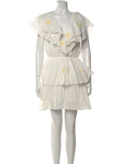 Pre-owned Innika Choo Floral Print Mini Dress In Neutral
