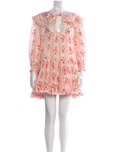 Pre-owned Innika Choo Floral Print Mini Dress In Pink