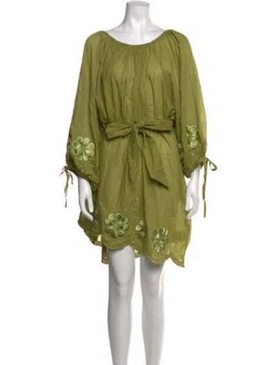 Pre-owned Innika Choo Floral Print Mini Dress W/ Tags In Green