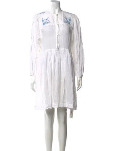 Pre-owned Innika Choo Floral Print Mini Dress In White