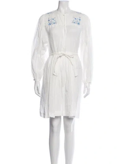 Pre-owned Innika Choo Floral Print Mini Dress In White