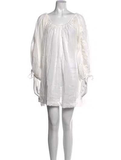 Pre-owned Innika Choo Floral Print Mini Dress In White