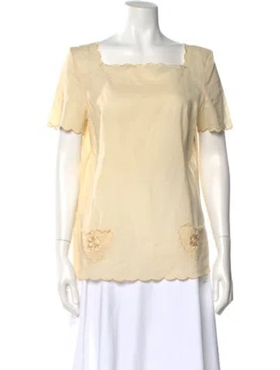 Pre-owned Innika Choo Floral Print Square Neckline Blouse In Neutral