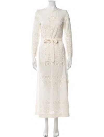 Pre-owned Innika Choo Lace Pattern Long Dress In Neutral
