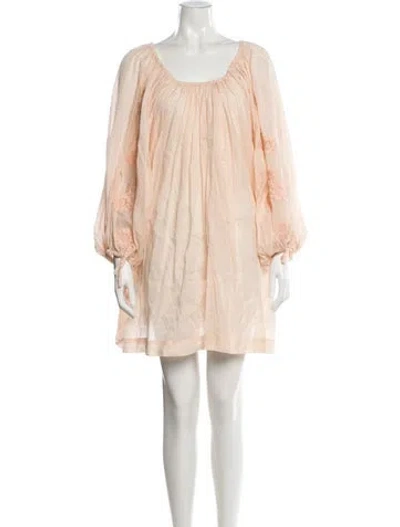 Pre-owned Innika Choo Lace Pattern Mini Dress In Neutral