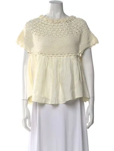 Pre-owned Innika Choo Linen Crew Neck Blouse In Neutral