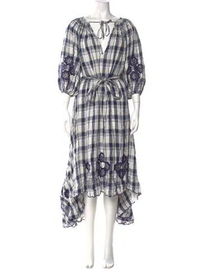 Pre-owned Innika Choo Linen Long Dress In Blue