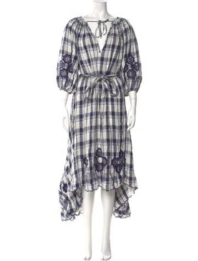 Pre-owned Innika Choo Linen Long Dress In Blue