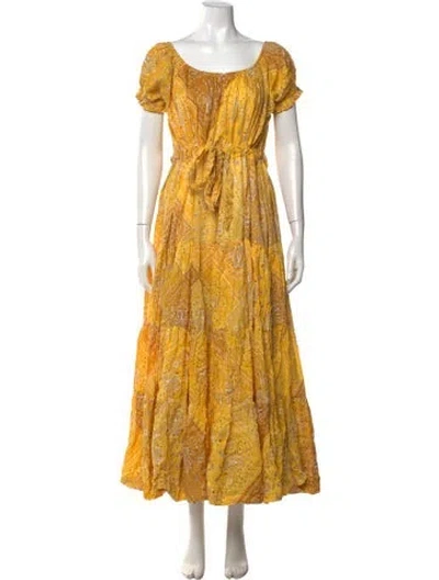 Pre-owned Innika Choo Linen Long Dress In Yellow