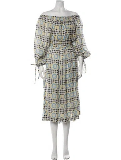 Pre-owned Innika Choo Linen Long Dress In Yellow
