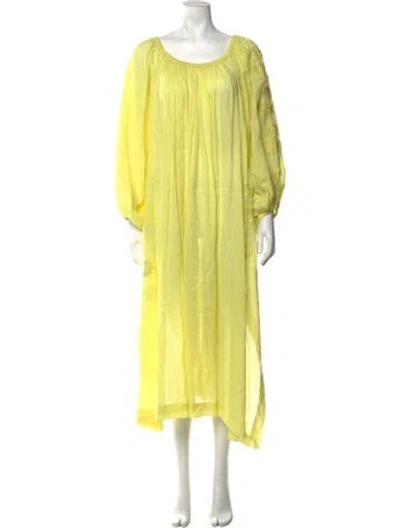 Pre-owned Innika Choo Linen Long Dress In Yellow