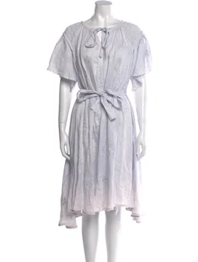 Pre-owned Innika Choo Linen Midi Length Dress In Blue