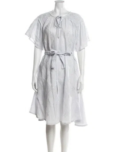 Pre-owned Innika Choo Linen Midi Length Dress In Blue