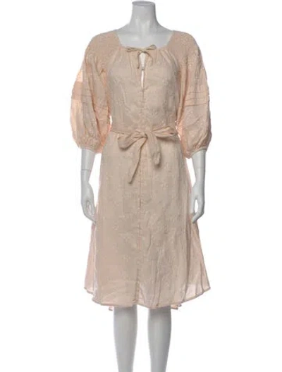 Pre-owned Innika Choo Linen Midi Length Dress In Pink