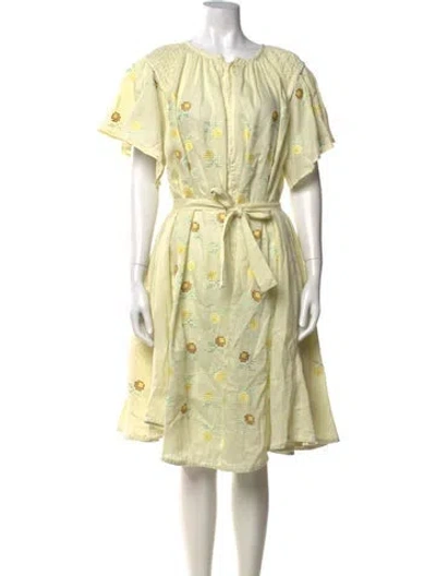 Pre-owned Innika Choo Linen Midi Length Dress In Yellow