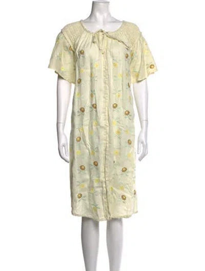 Pre-owned Innika Choo Linen Midi Length Dress In Yellow