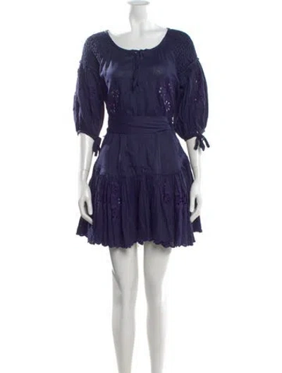 Pre-owned Innika Choo Linen Mini Dress In Blue