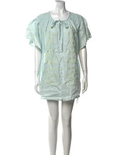 Pre-owned Innika Choo Linen Mini Dress In Blue
