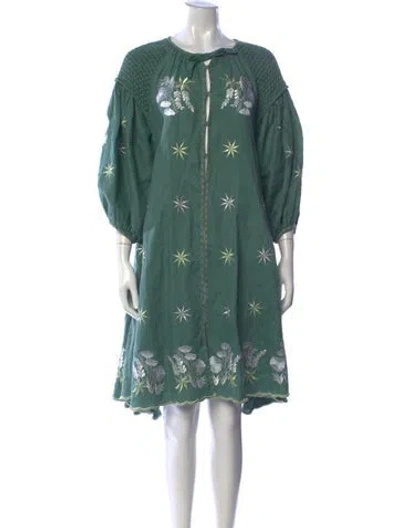 Pre-owned Innika Choo Linen Mini Dress In Green