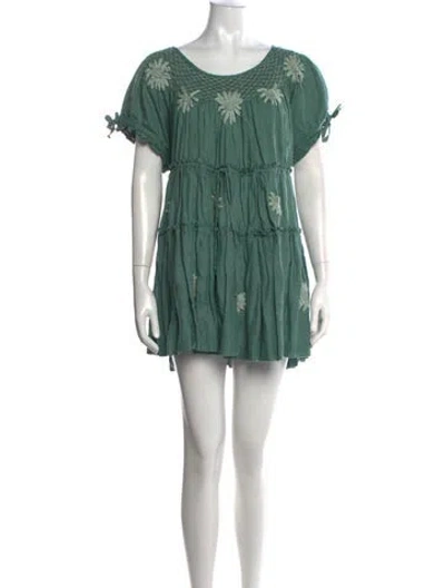 Pre-owned Innika Choo Linen Mini Dress In Green