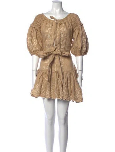 Pre-owned Innika Choo Linen Mini Dress In Neutrals