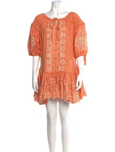 Pre-owned Innika Choo Linen Mini Dress In Orange