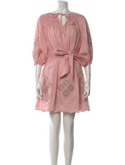 Pre-owned Innika Choo Linen Mini Dress In Pink