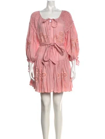 Pre-owned Innika Choo Linen Mini Dress In Pink