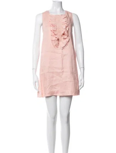 Pre-owned Innika Choo Linen Mini Dress In Pink