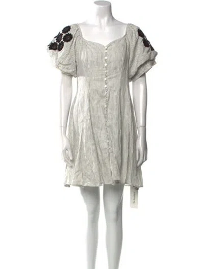 Pre-owned Innika Choo Linen Mini Dress In White