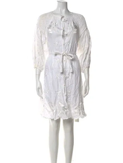 Pre-owned Innika Choo Linen Mini Dress In White