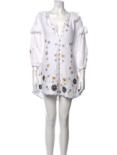 Pre-owned Innika Choo Linen Mini Dress In White
