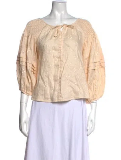 Pre-owned Innika Choo Linen Printed Blouse In Neutrals