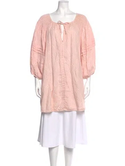 Pre-owned Innika Choo Linen Printed Blouse In Pink