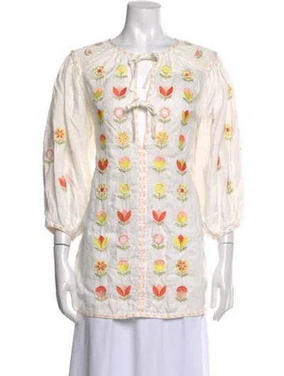 Pre-owned Innika Choo Linen Printed Tunic In Neutral