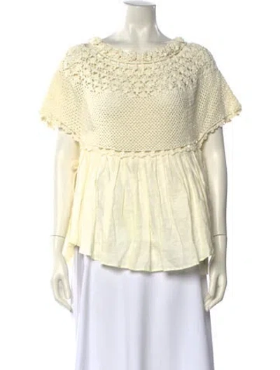 Pre-owned Innika Choo Linen Scoop Neck Sweater In Neutral